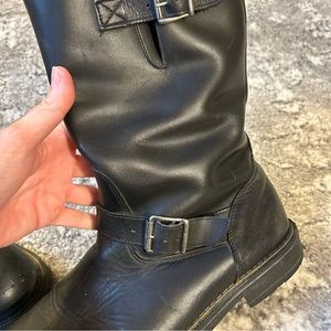Cruiserworks Vintage Engineer Biker Boots - black leather - 11.5 Wide